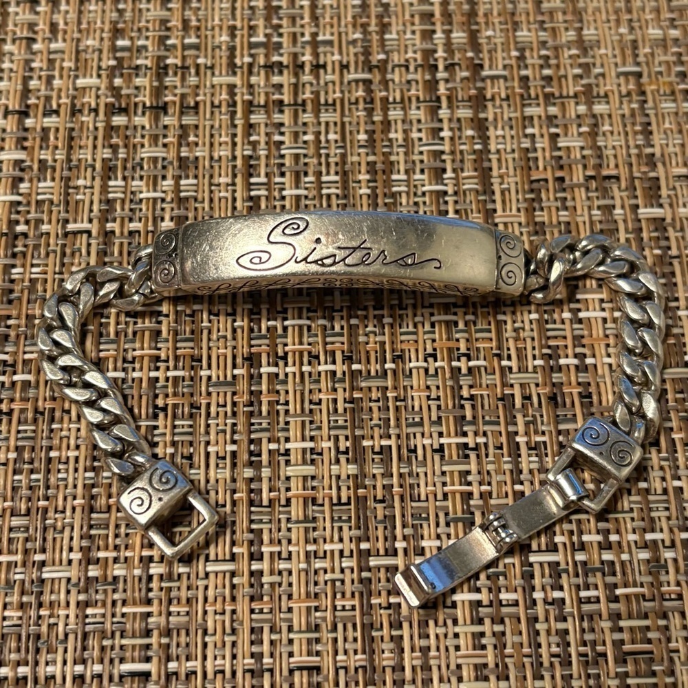 Brighton Sisters ID Bracelet Retired Silver-Plated Heart Link 7.75” - Picture 6 of 11